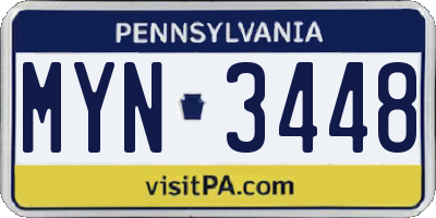 PA license plate MYN3448