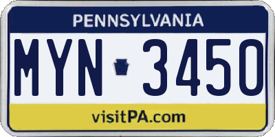 PA license plate MYN3450