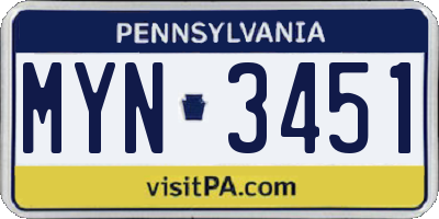 PA license plate MYN3451