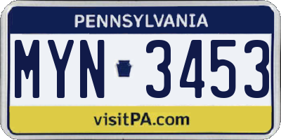 PA license plate MYN3453