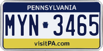 PA license plate MYN3465