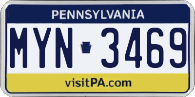 PA license plate MYN3469