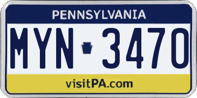 PA license plate MYN3470