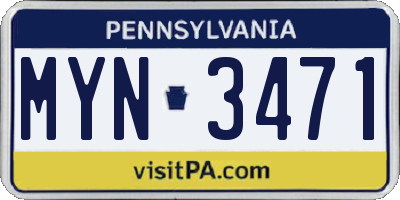 PA license plate MYN3471
