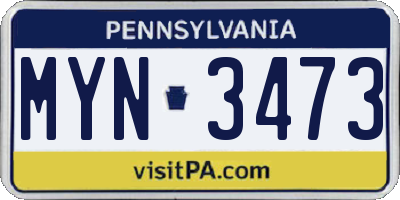PA license plate MYN3473
