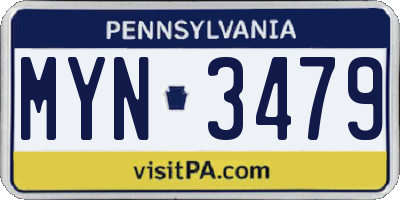 PA license plate MYN3479