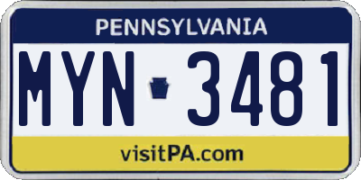 PA license plate MYN3481