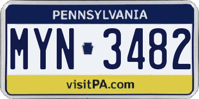PA license plate MYN3482