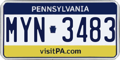 PA license plate MYN3483