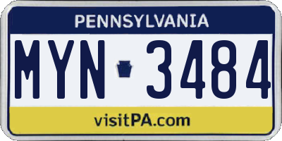 PA license plate MYN3484