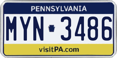 PA license plate MYN3486