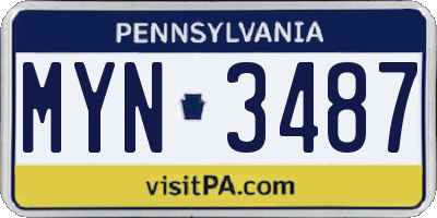 PA license plate MYN3487