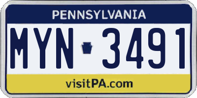 PA license plate MYN3491