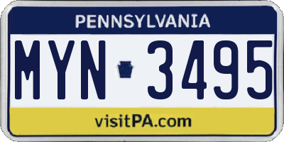 PA license plate MYN3495