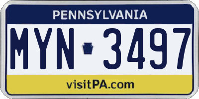 PA license plate MYN3497