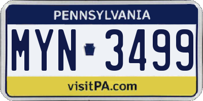 PA license plate MYN3499