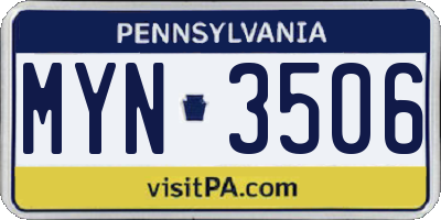 PA license plate MYN3506
