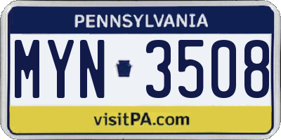 PA license plate MYN3508