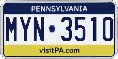 PA license plate MYN3510