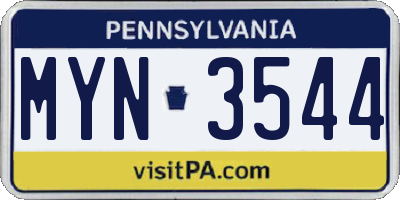 PA license plate MYN3544