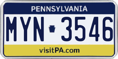 PA license plate MYN3546