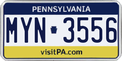PA license plate MYN3556