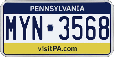 PA license plate MYN3568