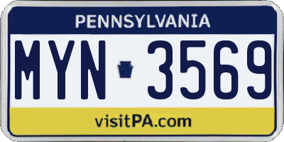 PA license plate MYN3569