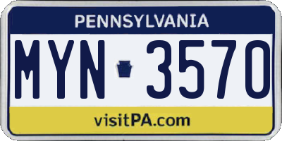 PA license plate MYN3570