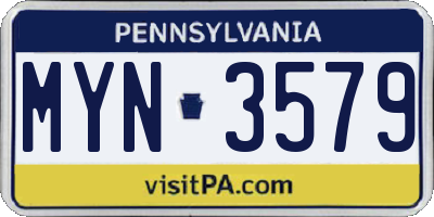 PA license plate MYN3579