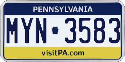 PA license plate MYN3583