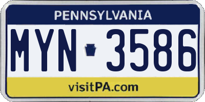 PA license plate MYN3586