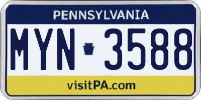 PA license plate MYN3588
