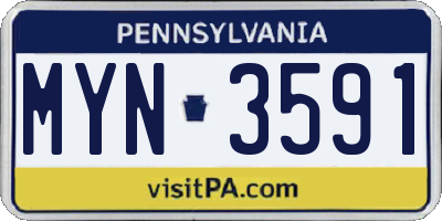 PA license plate MYN3591