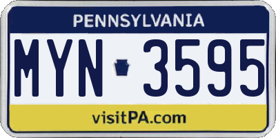PA license plate MYN3595