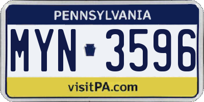 PA license plate MYN3596