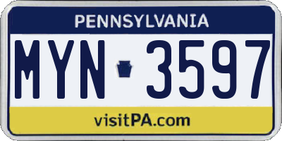 PA license plate MYN3597