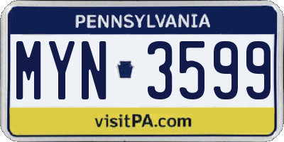 PA license plate MYN3599