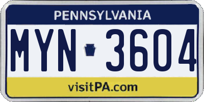 PA license plate MYN3604