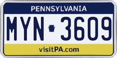 PA license plate MYN3609