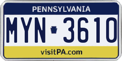 PA license plate MYN3610