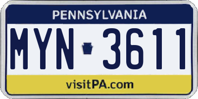 PA license plate MYN3611