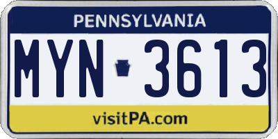 PA license plate MYN3613
