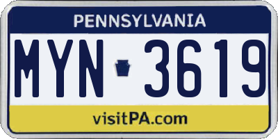 PA license plate MYN3619