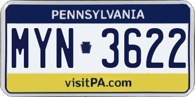PA license plate MYN3622