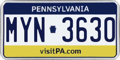 PA license plate MYN3630
