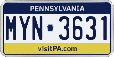 PA license plate MYN3631