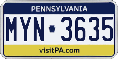 PA license plate MYN3635