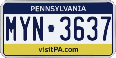 PA license plate MYN3637