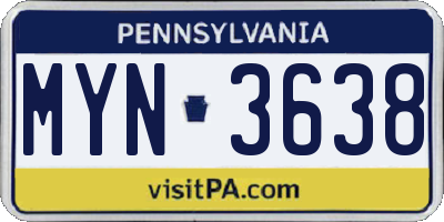 PA license plate MYN3638
